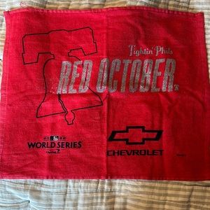 Phillies red October game towel from 2022 series